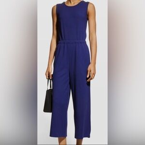 Terez Women's Blue Weekend Ribbed Tencel Wide-Leg Jumpsuit Size S